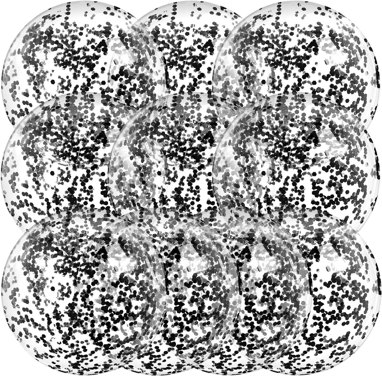 10 Pieces Inflatable Beach Balls 16 Inch Glitter Summer Swimming Pool Balls Wedding Outdoor Decor Ornaments Floatable Confetti Decoration for Beach Xmas Party Favor(Black,Glitter)